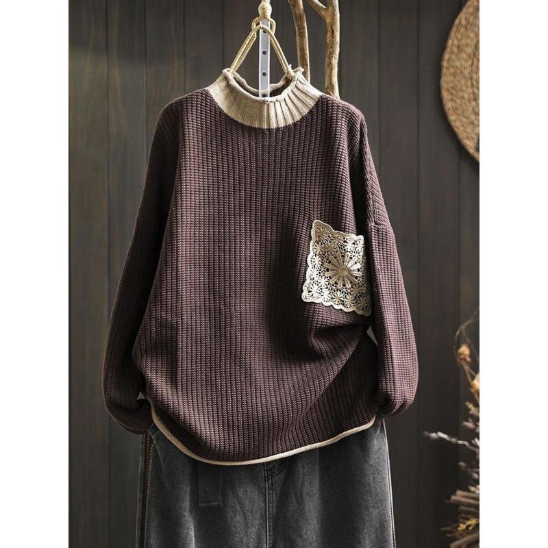Женский винтажный свободный свитер с круглым вырезом и заплатками, повседневный свитер с длинными рукавами в китайском стиле One size кофейный
Женский винтажный свободный свитер с круглым вырезом и заплатками, повседневный свитер с длинными рукавами в китайском стиле One size кофейный
