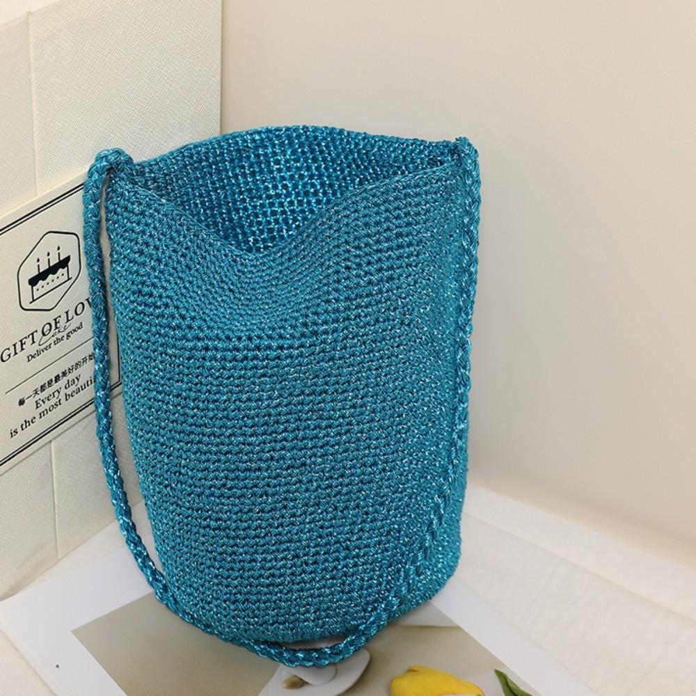 Casual Large Capacity Handwoven Bucket Bag Solid Color Straw Design Metal Line Bucket Bag Handmade Boho Shoulder Bag Beach синий
Casual Large Capacity Handwoven Bucket Bag Solid Color Straw Design Metal Line Bucket Bag Handmade Boho Shoulder Bag Beach синий