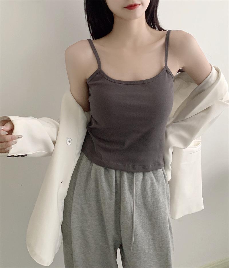 Korean Spicy Girl Cotton Tank Top with Chest Pads and Anti-Exposure Design One Size темно-серого
Korean Spicy Girl Cotton Tank Top with Chest Pads and Anti-Exposure Design One Size темно-серого