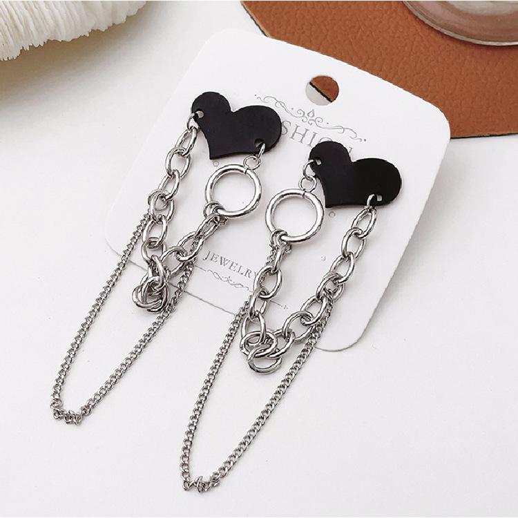 925 Copper Needle Trendy Black Peach Heart Earrings Long Chain Earrings Personality Sweet Cool Wind Earrings Women s Zircon медный
925 Copper Needle Trendy Black Peach Heart Earrings Long Chain Earrings Personality Sweet Cool Wind Earrings Women s Zircon медный