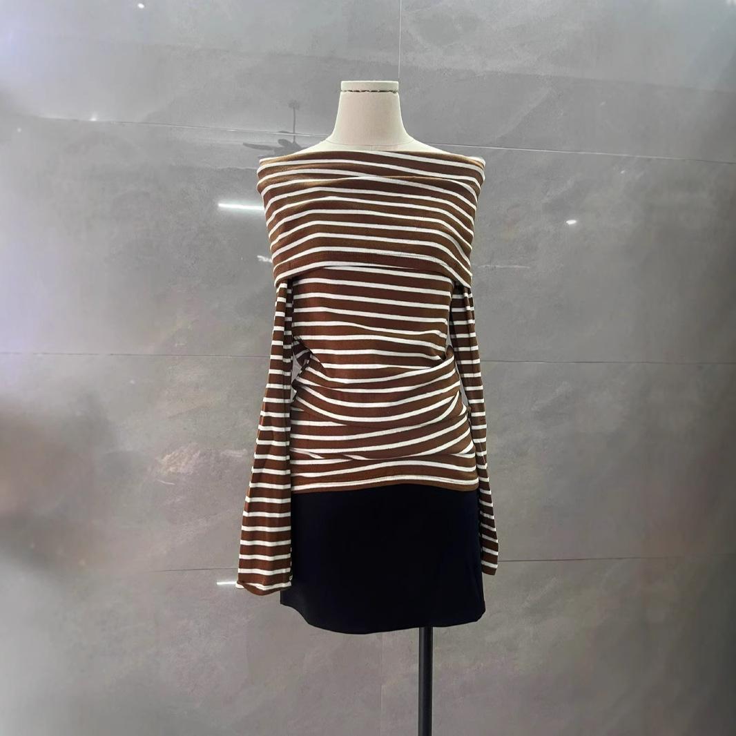 Retro Striped Off-Shoulder Knit Sweater - Slim Fit, Long Sleeve, Fall/Winter Fashion L (for ~57.5 kg)
Retro Striped Off-Shoulder Knit Sweater - Slim Fit, Long Sleeve, Fall/Winter Fashion L (for ~57.5 kg)