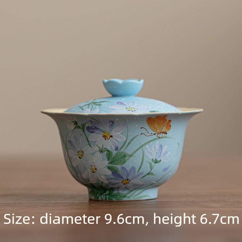 Hand Painted Lake Blue Flower Gaiwan Ceramic Kung Fu Tea Set Anti Scald Home Teaware for Women Tea Brewing Bowl 100ml
Hand Painted Lake Blue Flower Gaiwan Ceramic Kung Fu Tea Set Anti Scald Home Teaware for Women Tea Brewing Bowl 100ml
