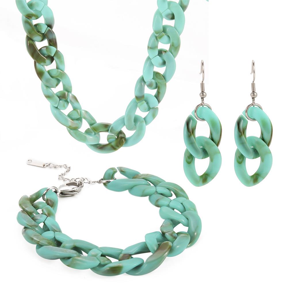 Акриловый цветной набор цепочек: Браслет, Ожерелье, Серьги, Женский плечевой ремень - Европейский и американский хип-хоп стиль. синий
Акриловый цветной набор цепочек: Браслет, Ожерелье, Серьги, Женский плечевой ремень - Европейский и американский хип-хоп стиль. синий