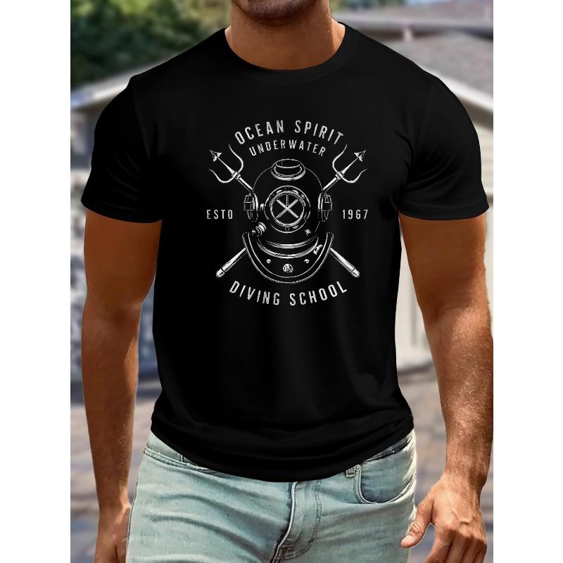 European sizes Ocean Spirit Plus Size Men s T-Shirt - Casual Short Sleeve with Diving Helmet Graphic, Breathable Polyester 2XL чорний
European sizes Ocean Spirit Plus Size Men s T-Shirt - Casual Short Sleeve with Diving Helmet Graphic, Breathable Polyester 2XL чорний