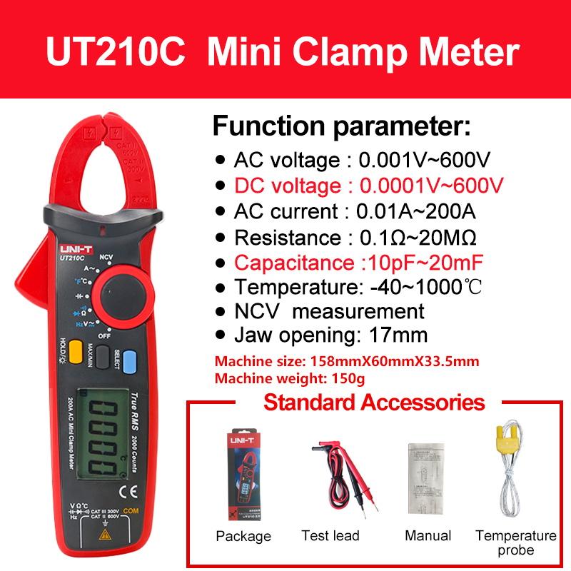 UNI-T Clamp Meter UT210E UT210D UT210C UT208B UT207B UT206B UT205E Digital Ammeter Pliers Amperimetric Clamp
UNI-T Clamp Meter UT210E UT210D UT210C UT208B UT207B UT206B UT205E Digital Ammeter Pliers Amperimetric Clamp