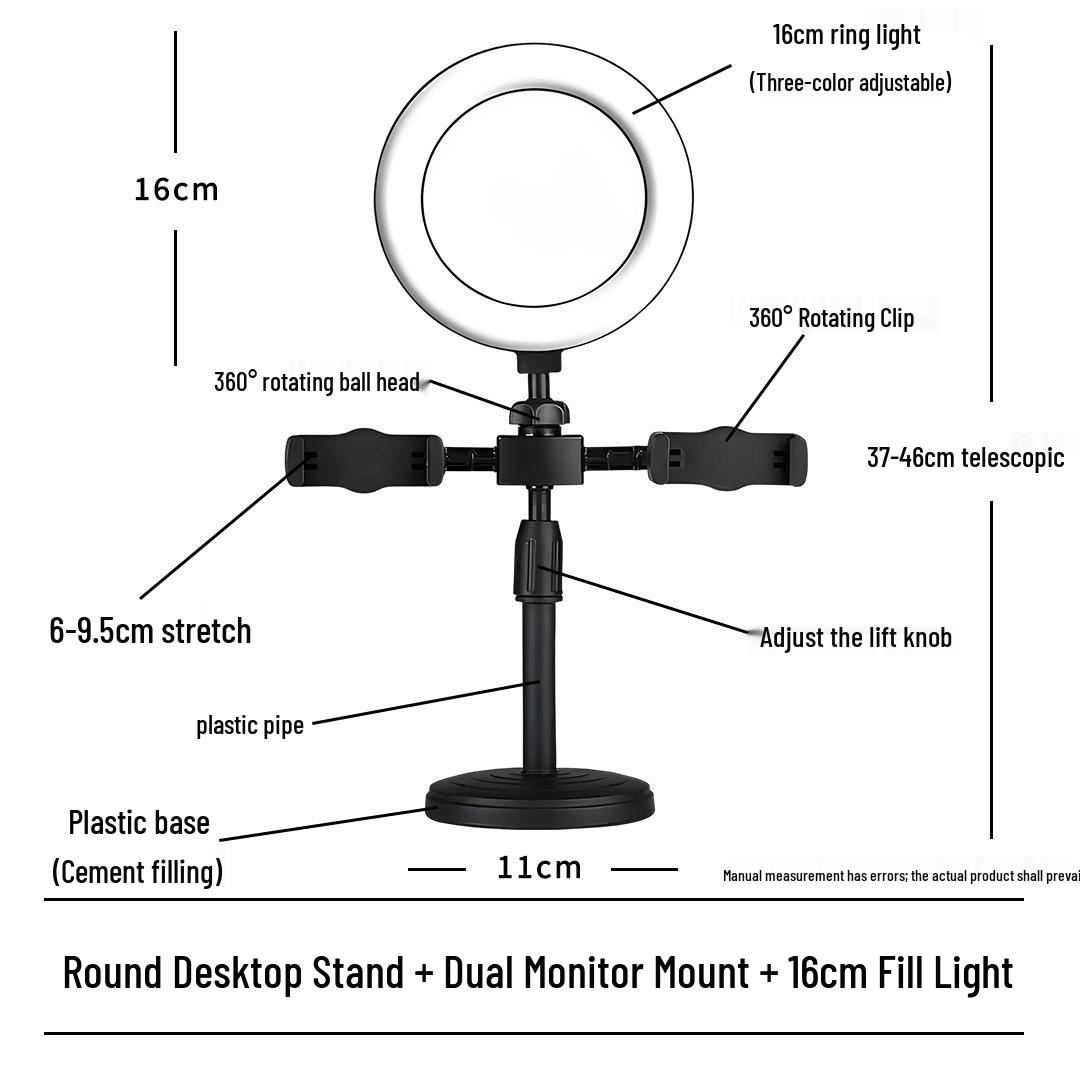 Selfie Ring Light & Dual Camera Stand: Multi-Functional Rotating Phone Holder for Live Streaming & Photography
Selfie Ring Light & Dual Camera Stand: Multi-Functional Rotating Phone Holder for Live Streaming & Photography