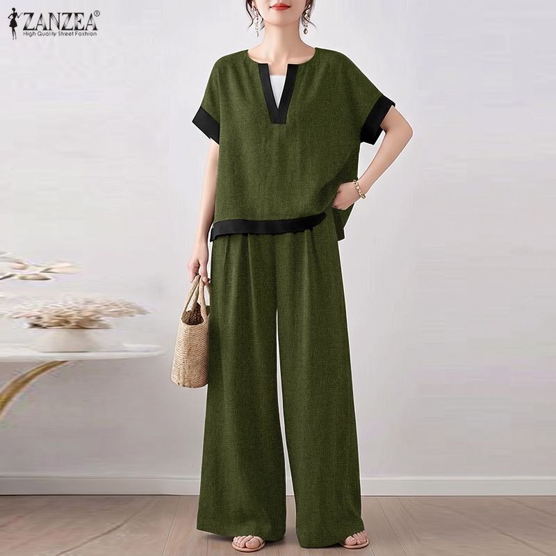 ZANZEA Women Short Sleeve Blouse and Long Pants Summer Two Piece Suit Sets 2XL армія зелений колір
ZANZEA Women Short Sleeve Blouse and Long Pants Summer Two Piece Suit Sets 2XL армія зелений колір