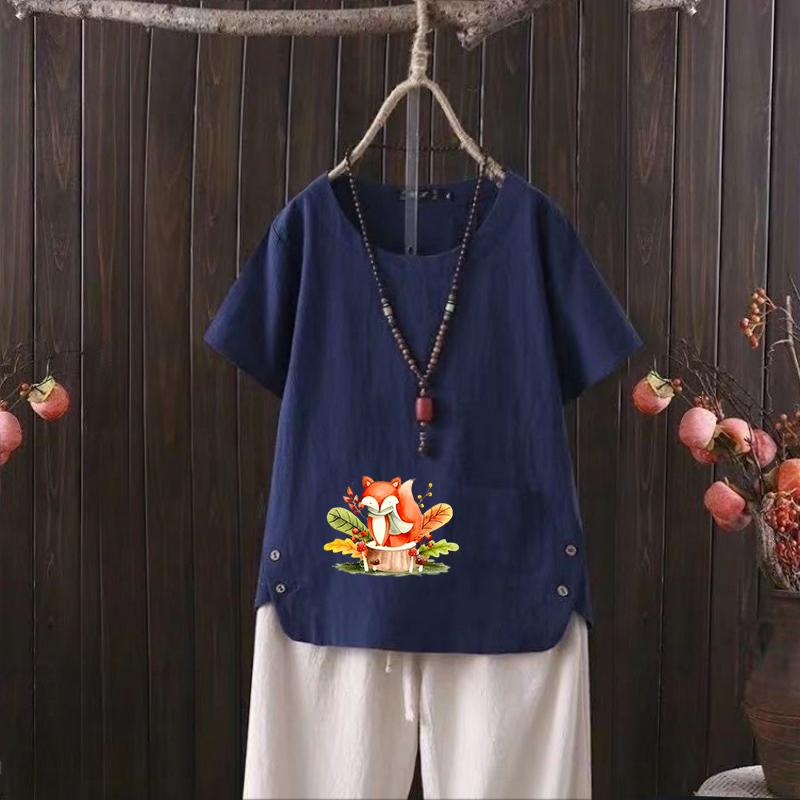 2025 Лето Новинка 2025 года Футболка женская повседневная из хлопка и конопли с V-образным вырезом и принтом лисы 4XL темно-синий
2025 Лето Новинка 2025 года Футболка женская повседневная из хлопка и конопли с V-образным вырезом и принтом лисы 4XL темно-синий