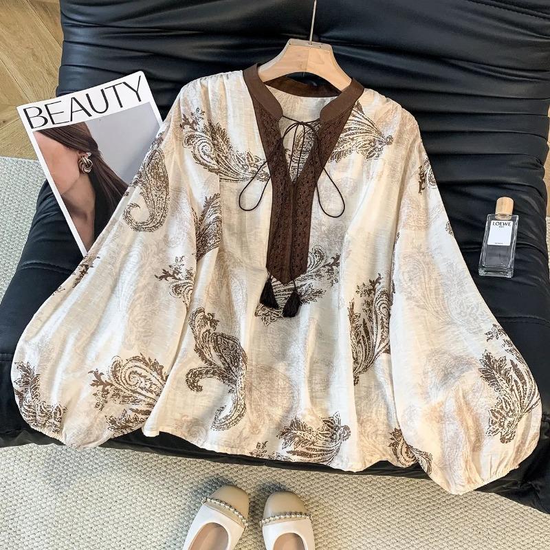 Bohemian Tencel Linen Printed Shirt Women s Autumn Style Contrast Color Lantern Sleeve Top 2XL білий
Bohemian Tencel Linen Printed Shirt Women s Autumn Style Contrast Color Lantern Sleeve Top 2XL білий