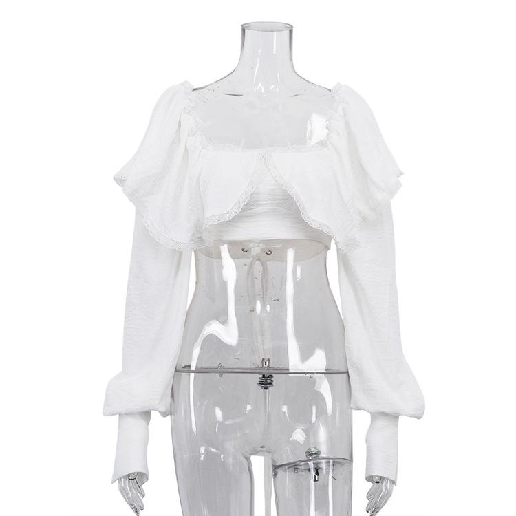 women s Ruffle Lace Trim Square Neck Cropped Top Long Puff Sleeve Tie Back Blouse Shirt S белый
women s Ruffle Lace Trim Square Neck Cropped Top Long Puff Sleeve Tie Back Blouse Shirt S белый