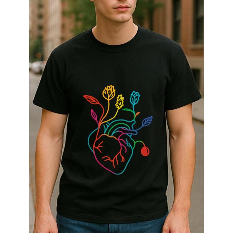 Rainbow Heart Garden, Love Is the Unity of Body and Spirit. Men s Printed Short-sleeved Shirts, Loose Round-neck Comfortable and Unique T-shirts 4XL чорний
Rainbow Heart Garden, Love Is the Unity of Body and Spirit. Men s Printed Short-sleeved Shirts, Loose Round-neck Comfortable and Unique T-shirts 4XL чорний