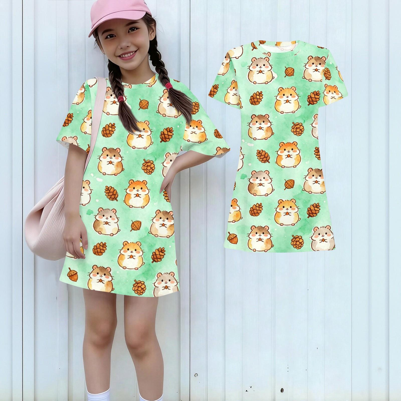 Girls Loose Fit Short Sleeve Dress Animal Print Lightweight Casual Round Neck Summer Dress for Kids 160 циан
Girls Loose Fit Short Sleeve Dress Animal Print Lightweight Casual Round Neck Summer Dress for Kids 160 циан