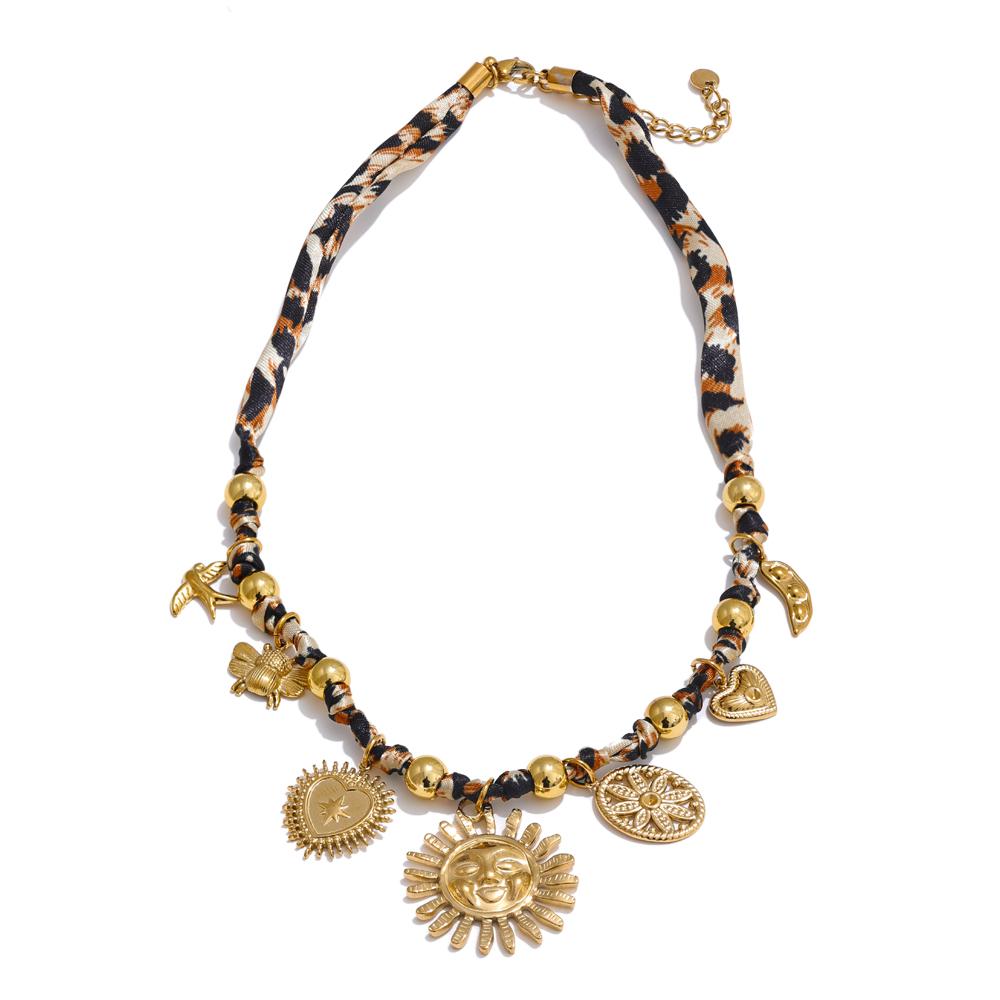 Yhpup Popular Stainless Steel Leopard Polyester Sun Flower Heart Insect Drop Collar Necklace PVD Plated Fashion Jewelry Gift
Yhpup Popular Stainless Steel Leopard Polyester Sun Flower Heart Insect Drop Collar Necklace PVD Plated Fashion Jewelry Gift