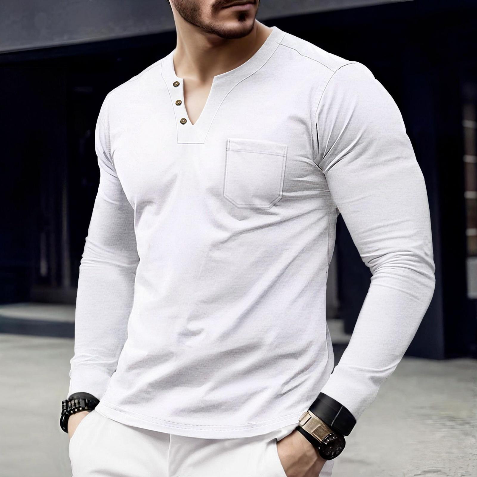 Men s Casual -color Top, Men s Long-sleeved Button Pocket V-neck Top XXL білий
Men s Casual -color Top, Men s Long-sleeved Button Pocket V-neck Top XXL білий