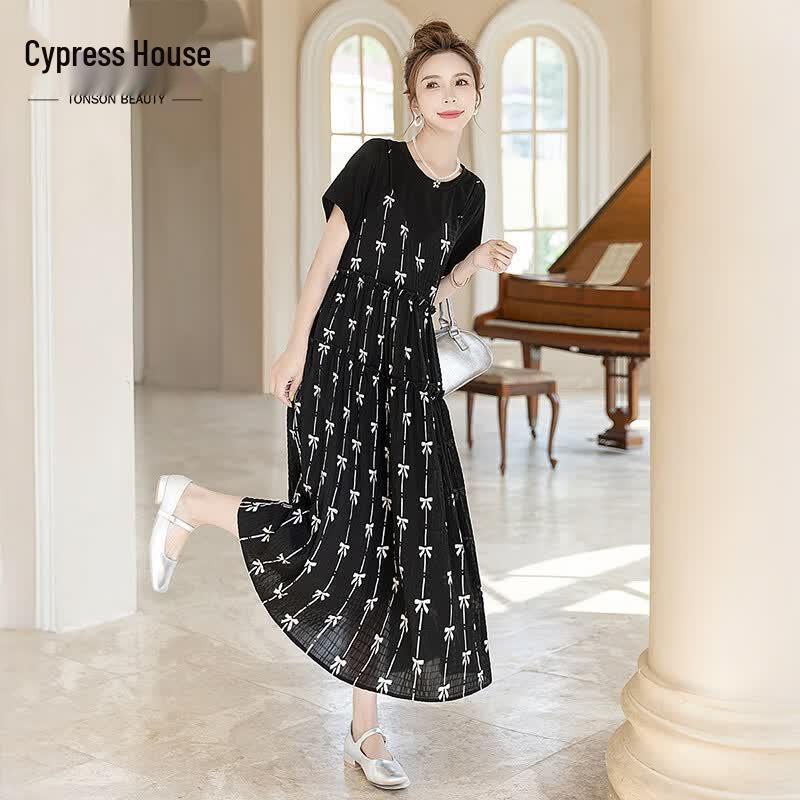 Women s Printed Round Neck High-Waist Short-Sleeve Faux Two-Piece Dress M
Women s Printed Round Neck High-Waist Short-Sleeve Faux Two-Piece Dress M