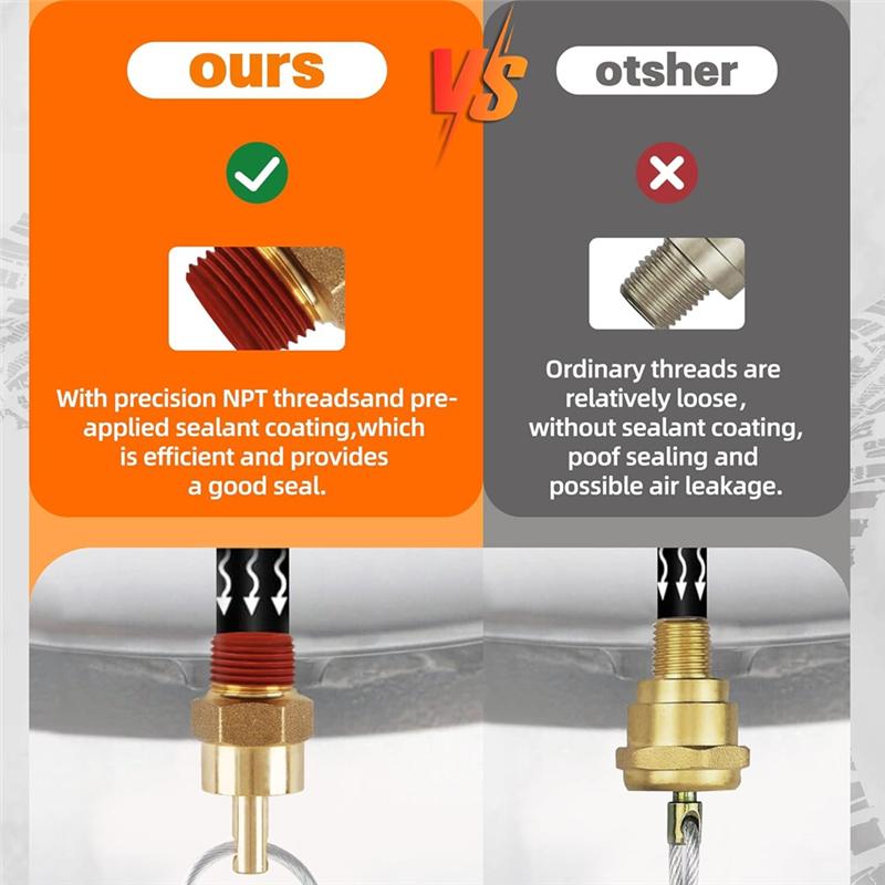 5PCS Air Tank Drain Valve Plug Connector With 60Inch Cable, Air Compressor Drain Valve Cable For Semi Trucks-A99D
5PCS Air Tank Drain Valve Plug Connector With 60Inch Cable, Air Compressor Drain Valve Cable For Semi Trucks-A99D