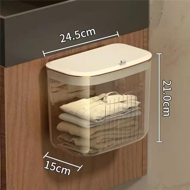 Laundry Wall Basket Space Saving Basket with Lid Wall Mounted Dirty Clothes Laundry Hamper Container Home Storage Supplies
Laundry Wall Basket Space Saving Basket with Lid Wall Mounted Dirty Clothes Laundry Hamper Container Home Storage Supplies