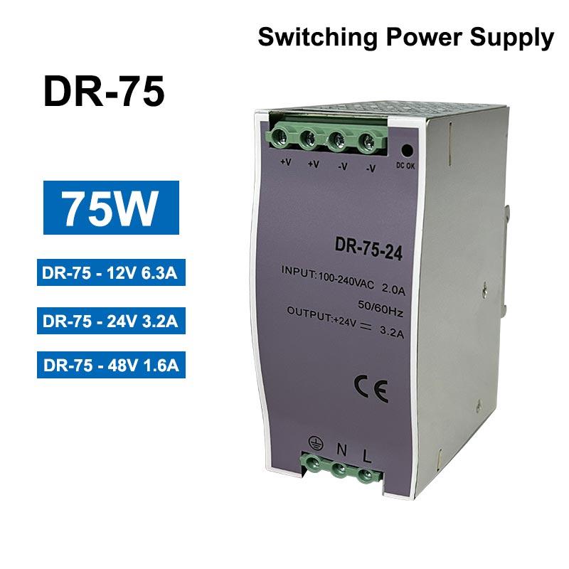 DR 75W 12V 24V 48V DC Adjustabl Rail Type Small Volume Switching Power Supply Transformer Output Voltage 1.6A 3.2A 6.5A
DR 75W 12V 24V 48V DC Adjustabl Rail Type Small Volume Switching Power Supply Transformer Output Voltage 1.6A 3.2A 6.5A