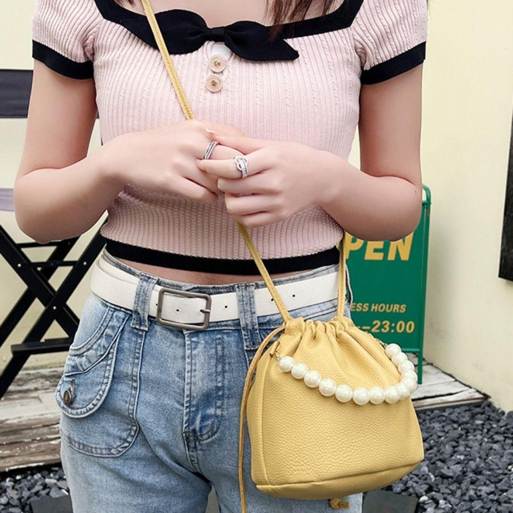 Soild Color Drawstring Bucket Bag Handbag Chain Crossbody Bag Retro PU Leather Handbag Travel білий
Soild Color Drawstring Bucket Bag Handbag Chain Crossbody Bag Retro PU Leather Handbag Travel білий