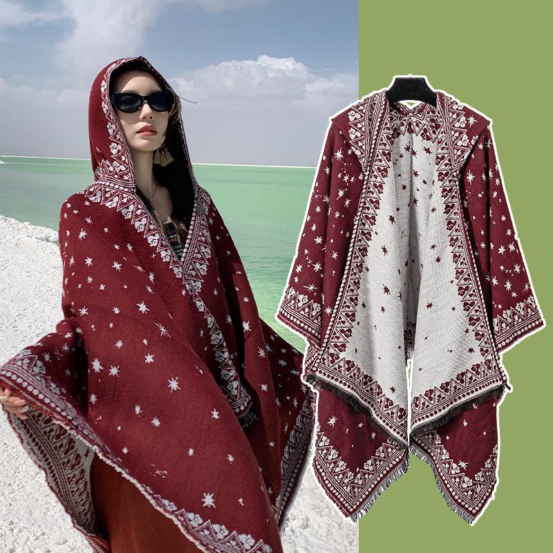 Chaka Ethnic Shawl: Salt Lake Style Travel Scarf with Hooded Slit for Women 130*150CM
Chaka Ethnic Shawl: Salt Lake Style Travel Scarf with Hooded Slit for Women 130*150CM