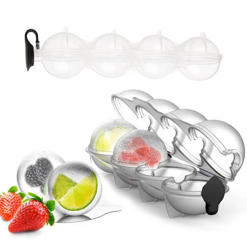 Силиконовая форма для изготовления ледяных шаров, 4 отверстия, виски, кухонный поднос для кубиков, большие круглые формы для хоккея на льду, летний инструмент для питья, вечерние бар