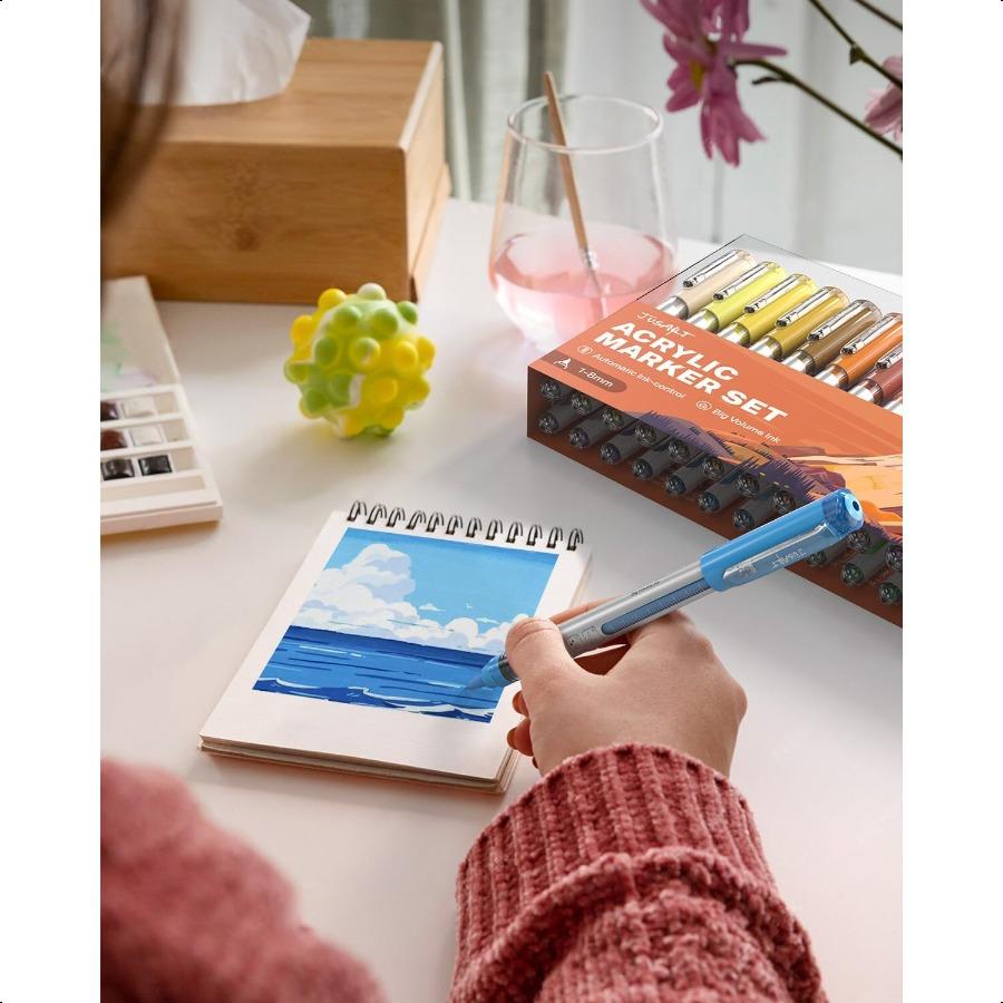 Акриловые маркеры JusArt с кистью 30 цветов на водной основе, не растекающиеся, с системой автоматической подачи чернил, водостойкие акриловые United States
Акриловые маркеры JusArt с кистью 30 цветов на водной основе, не растекающиеся, с системой автоматической подачи чернил, водостойкие акриловые United States