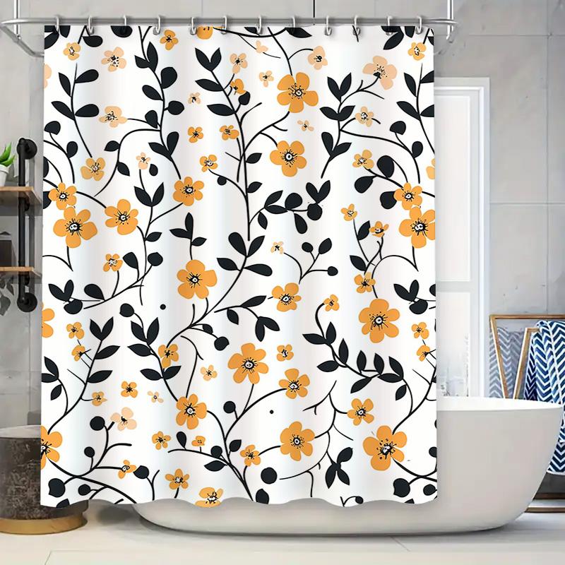 Modern Bathroom Shower Curtain with Orange Floral Design Waterproof Fabric for Home Decor in White Black (Size180x240cm) 90x180cm
Modern Bathroom Shower Curtain with Orange Floral Design Waterproof Fabric for Home Decor in White Black (Size180x240cm) 90x180cm