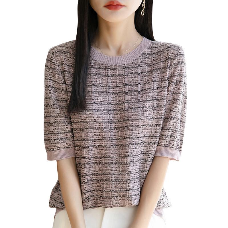 Новый летний женский вязаный свитер с круглым вырезом, тонкая и цветная футболка с короткими рукавами XXL розовый
Новый летний женский вязаный свитер с круглым вырезом, тонкая и цветная футболка с короткими рукавами XXL розовый