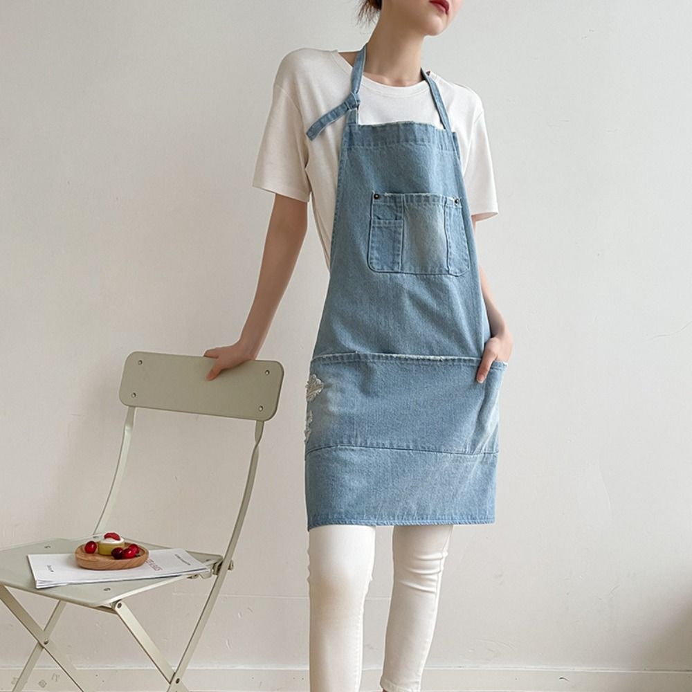 Elegant Denim Apron Unisex Waiter Extended Aprons Leisure Kitchen Cooking Apron Restaurant Use Blue-Style B
Elegant Denim Apron Unisex Waiter Extended Aprons Leisure Kitchen Cooking Apron Restaurant Use Blue-Style B