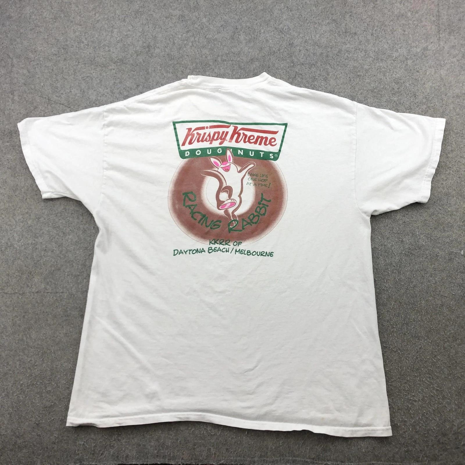 Vintage Krispy Kreme Racing Rabbit Shirt Mens XL White Graphic Advertising 90s S
Vintage Krispy Kreme Racing Rabbit Shirt Mens XL White Graphic Advertising 90s S
