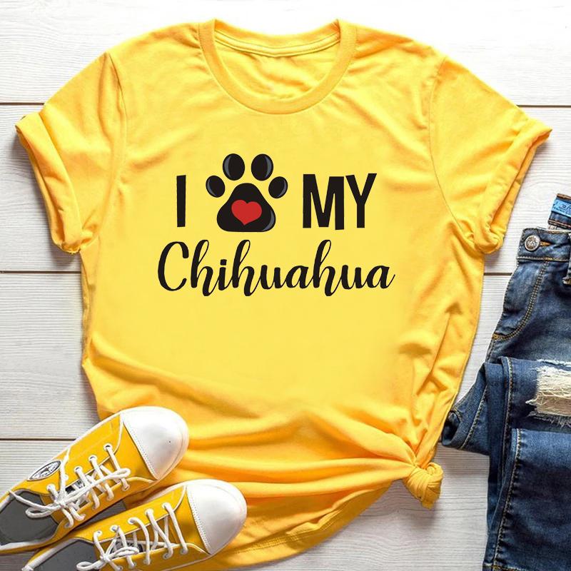 Stampa Mamma Chihuahua T-shirt da Donna Estate Nuova Moda T-shirt Divertente Design Cane Bella Ragazza T-shirt Tee Shirt Femme
