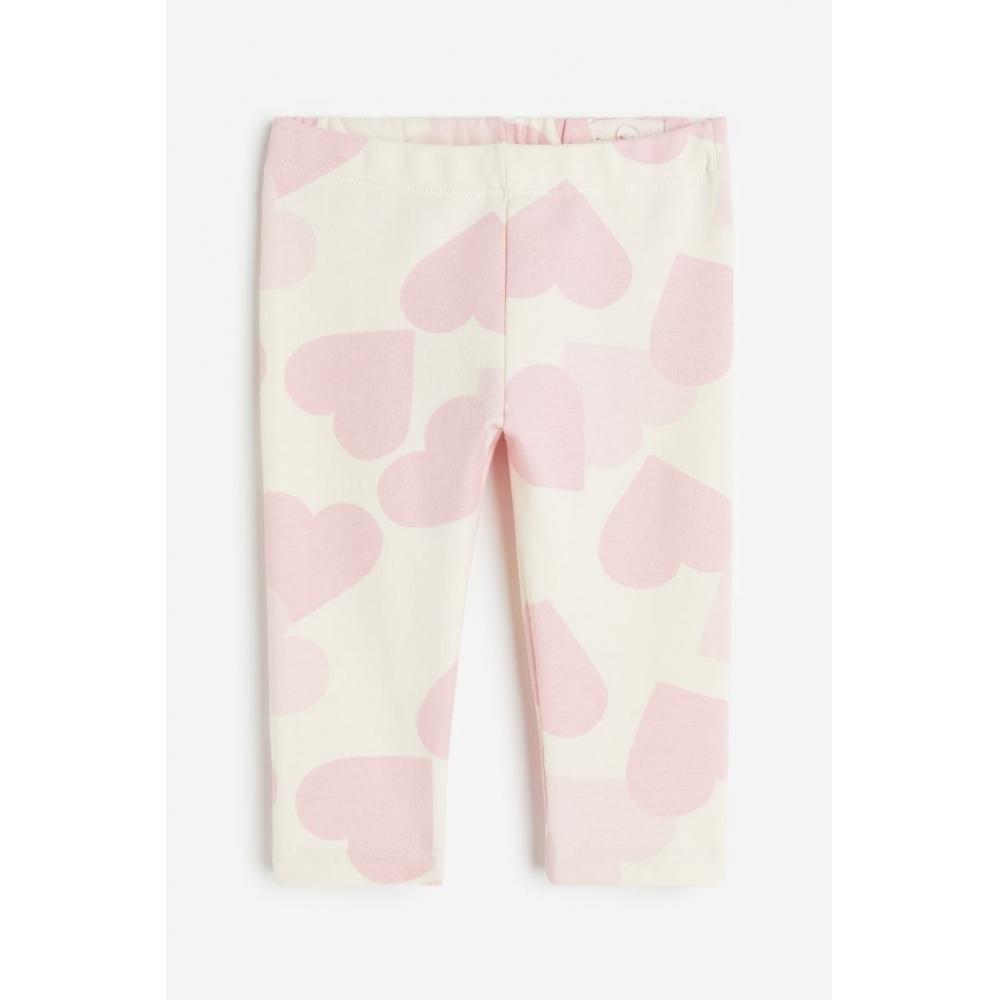 

H M brushed leggings white heart