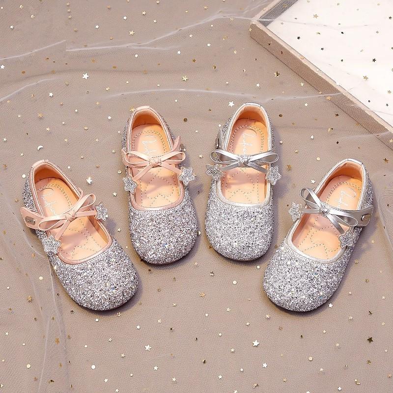 Youth Style Shoes Girls Princess Flat Shoes Formal Dress-Up Events Soft Sole PU Leather Slip-On With Pink