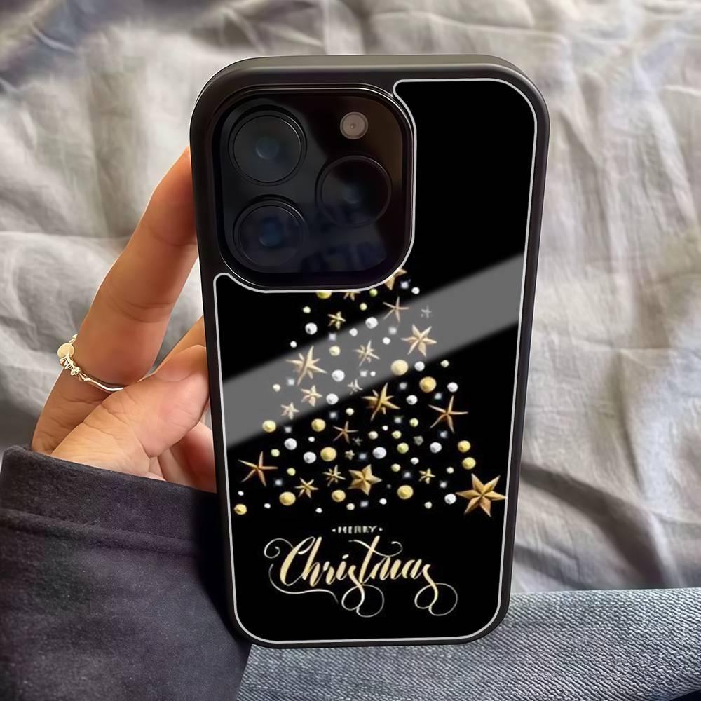 Christmas Tree Pattern Fashion Ins Phone Case For IPhone17 16 15 14 13 12 11 Pro Max Glossy HD Hard PC Cover