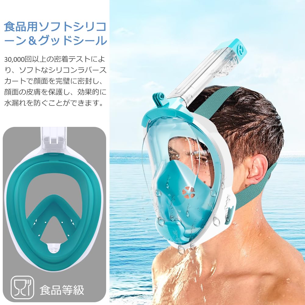 HEARTST Full Face Snorkel Mask, 180° Ultra Wide Angle Double