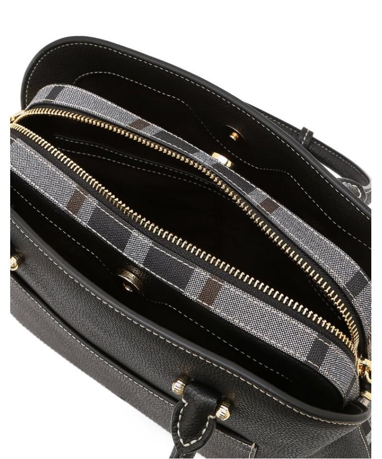 Daks Womens Accessories Black Dd Logo Cowhide Tote Bag_Dcba6E750Bk