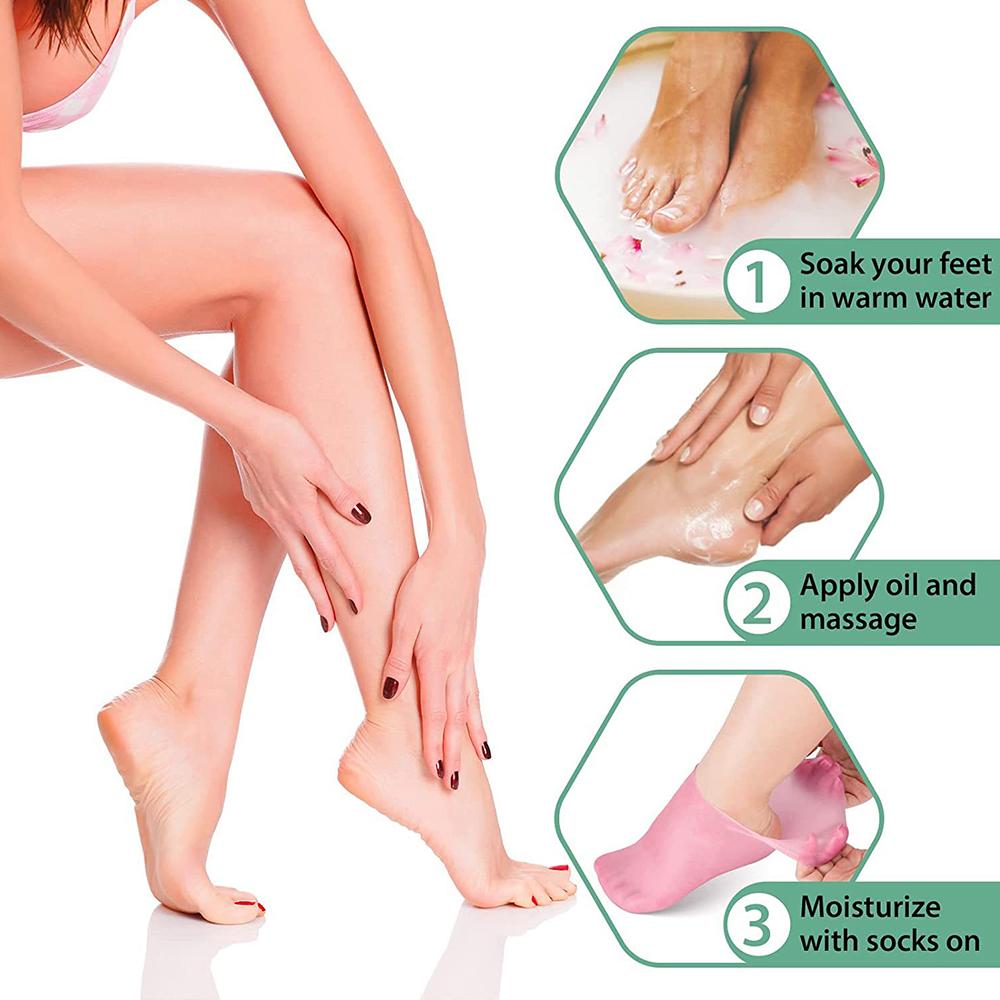 3 Pairs Silicone Socks for Women for Repairing Dry Feet, Cracked Heels