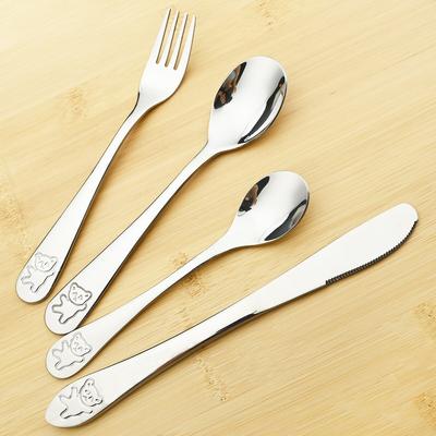 Spoon Fork Knife Utensils Set Stainless Steel Cutlery Teaspoon Food Feeding Kids Learning Eating Habit Children Tableware