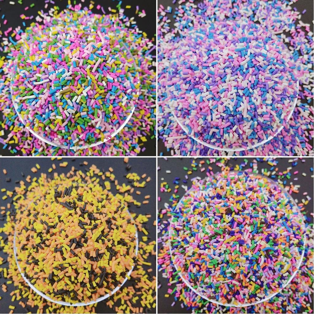 50g/lot Mix Colourful Cylindrical Strip Candy Polymer Clay Slices Sprinkles for DIY Nail Arts Kids  And Slime Filling