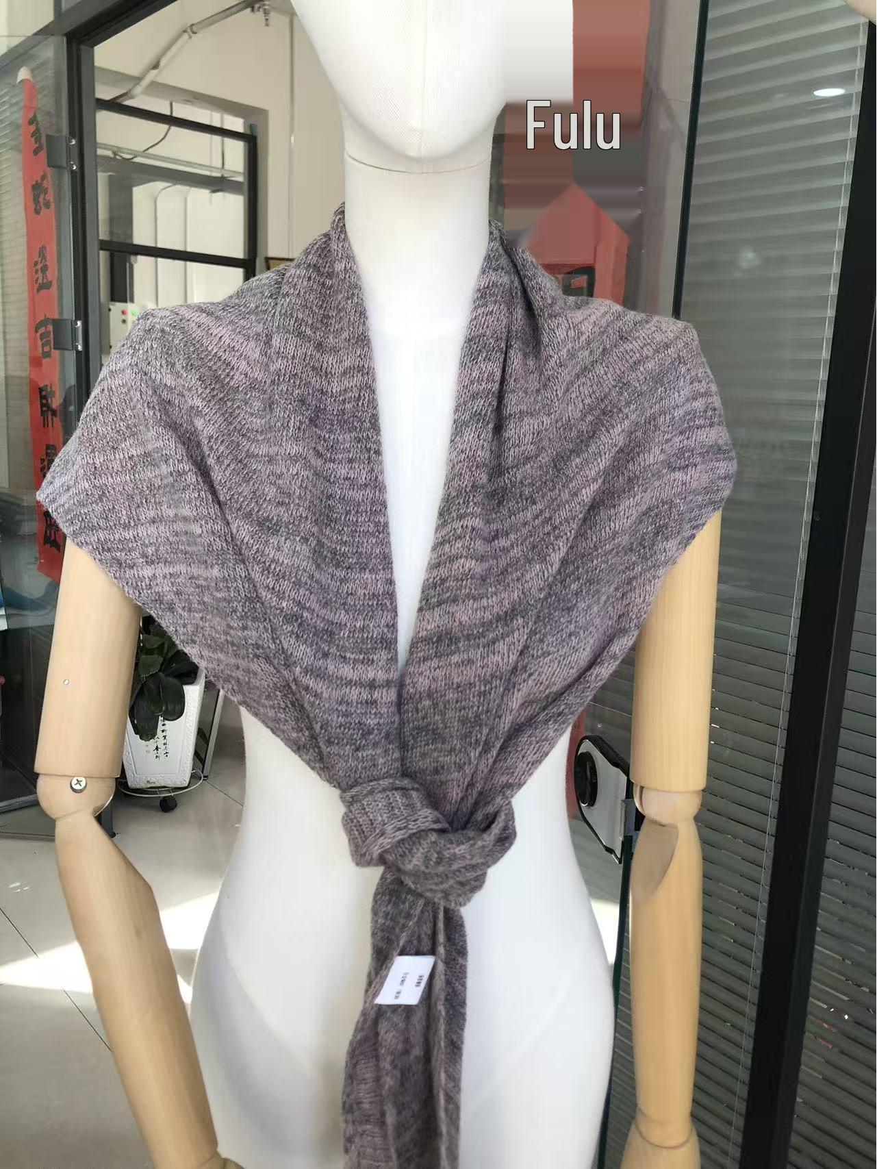 Colorful Wool Knit Triangle Shawl for Women – Autumn/Winter Warmth (sjj03)