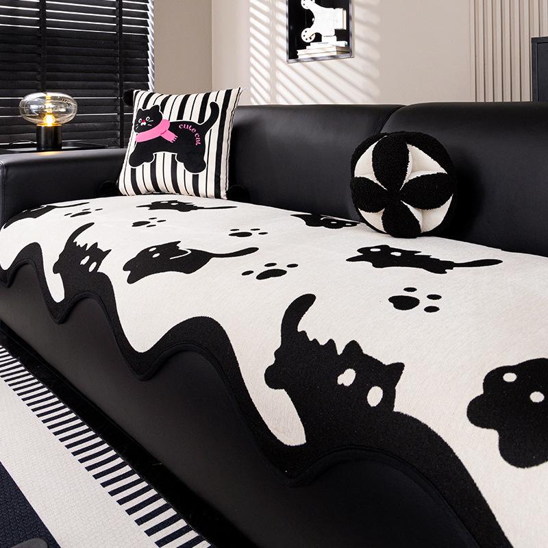 2025 new special-shaped sofa cushion, universal in all seasons, straight-breasted leather sofa seat cushion, fixed non-slip cover cloth towel