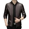 Leather jacket men's spring and autumn middle-aged and elderly men's genuine leather jacket short stand-up collar sheepskin dad leather jacket