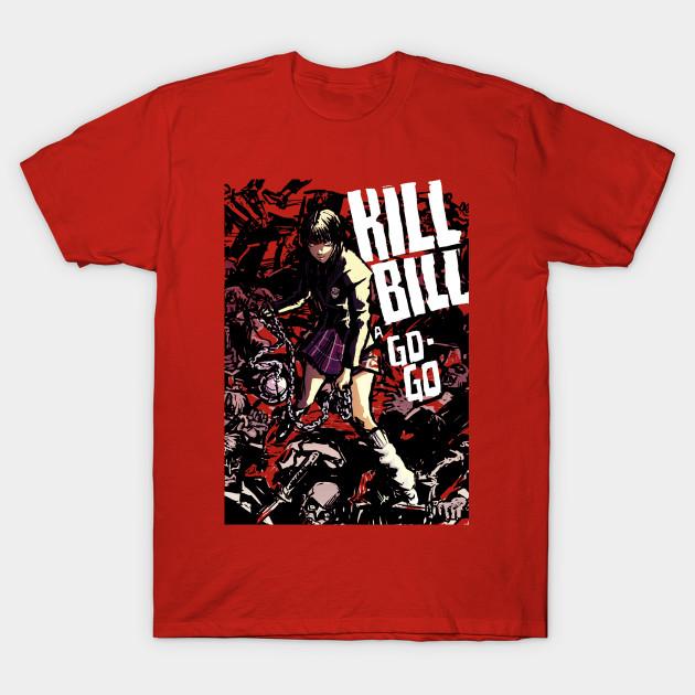 

Мужская черная футболка с принтом Kill Bill A Go Go Печать на трансферной бумаге без вырезания Хлопковая футболка M красный