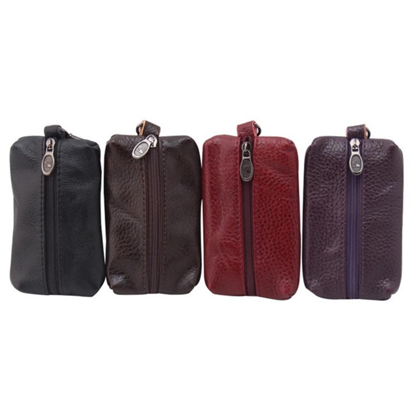 Men Car Key Case Leather Wallets Coin Purse Soft Zipper Bag Keychain Cover For Money Pocket Thin Wallets Ring Pouch Card Purse