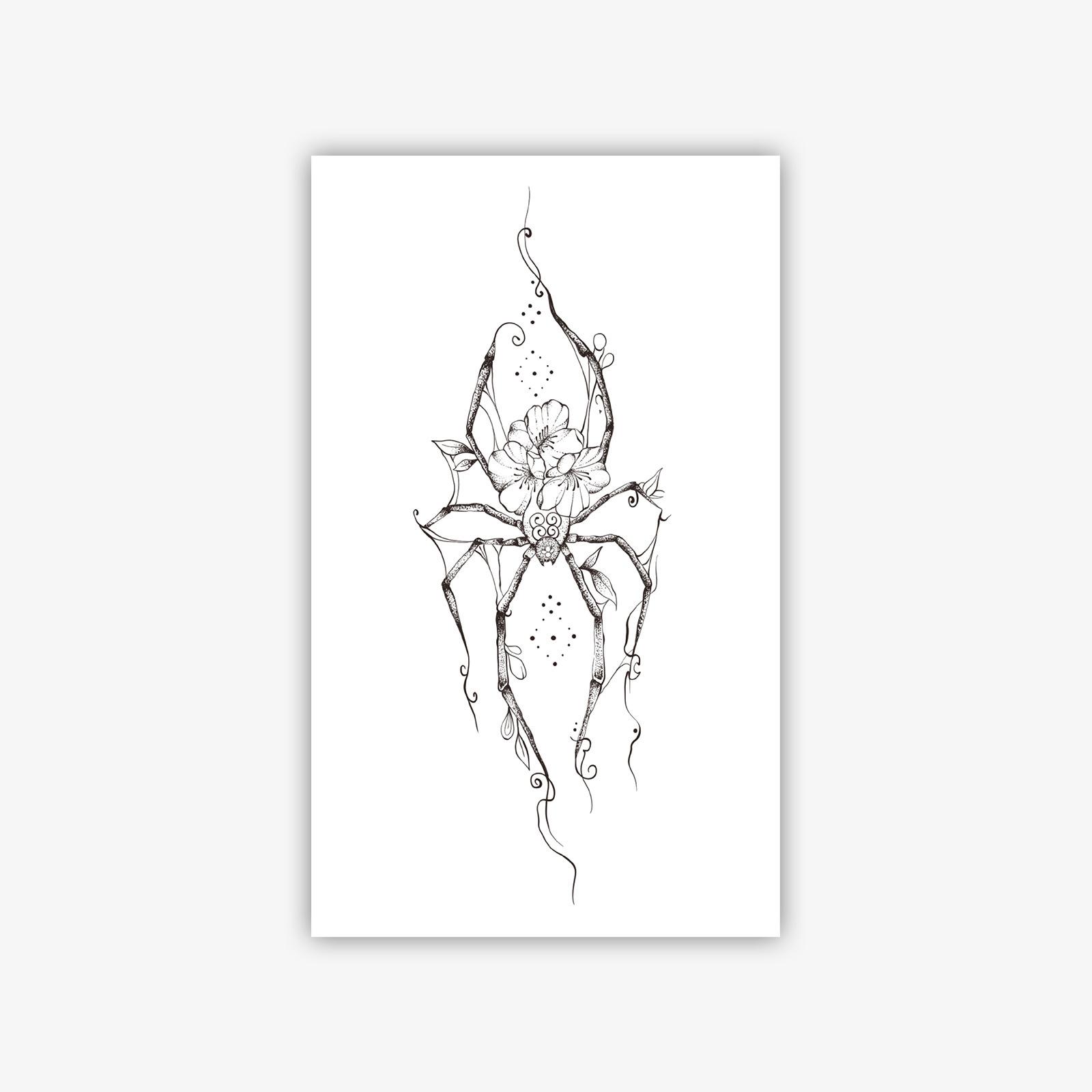 Premium Sense Personality Hottie Floral Spider Arm Tattoo Stickers 9*15