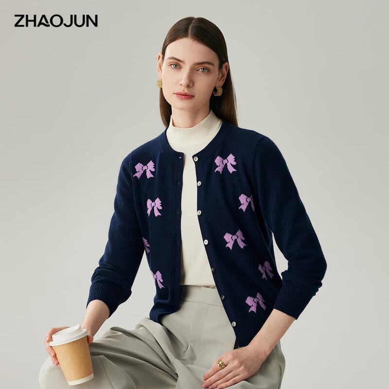 

Zhaojun Women s 2025 Autumn/Winter 100% Cashmere Bow Cardigan L