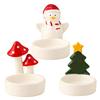 Christmas Ceramics Candle Holder Penguin Xmas Tree Mushroom Tealight Votive Candle Stand Candlestick Table Centerpiece Desktop Decoration