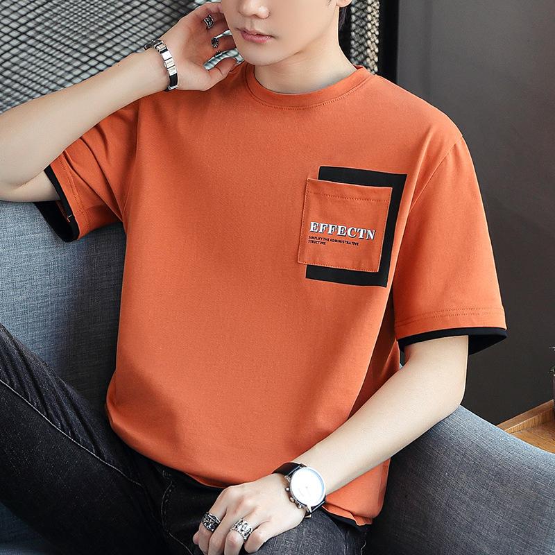 Short Sleeve T-Shirt Men's Summer New Trendy Brand Cotton Loose Half Sleeve Crew Neck T-Shirt Clothes Men's Clothing