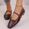 Lightweight Plus Size Flats Autumn New Square Toe Shallow Mouth Soft Leather Soft Sole Non-slip Low-top Single Shoes
