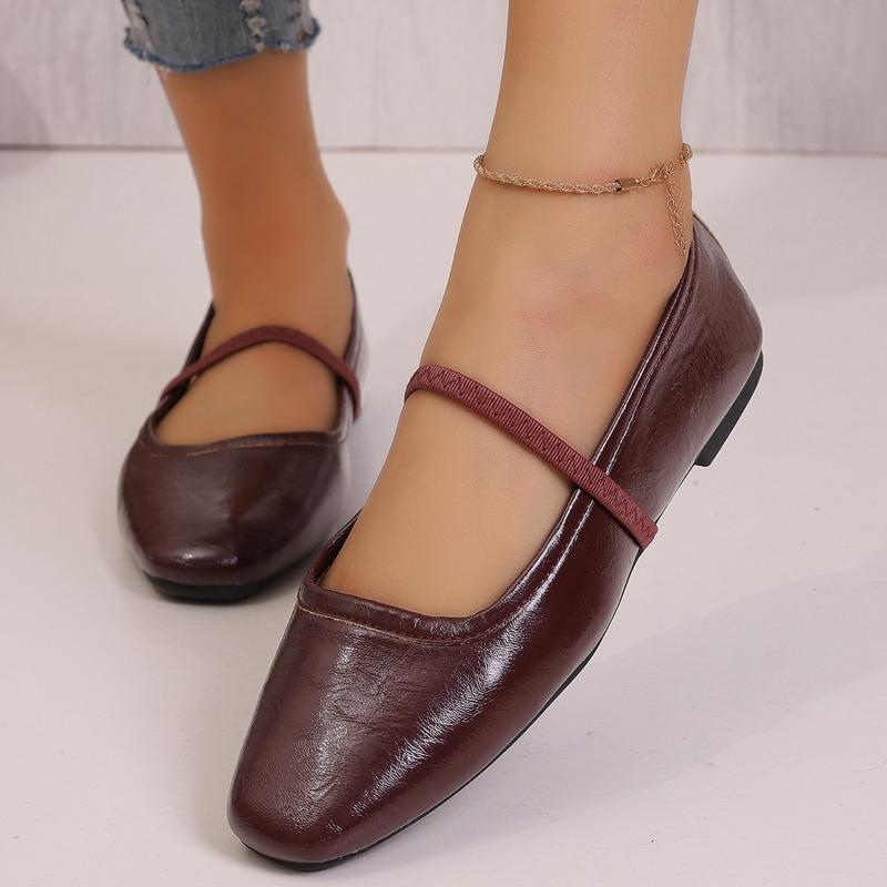 Lightweight Plus Size Flats Autumn New Square Toe Shallow Mouth Soft Leather Soft Sole Non-slip Low-top Single Shoes
